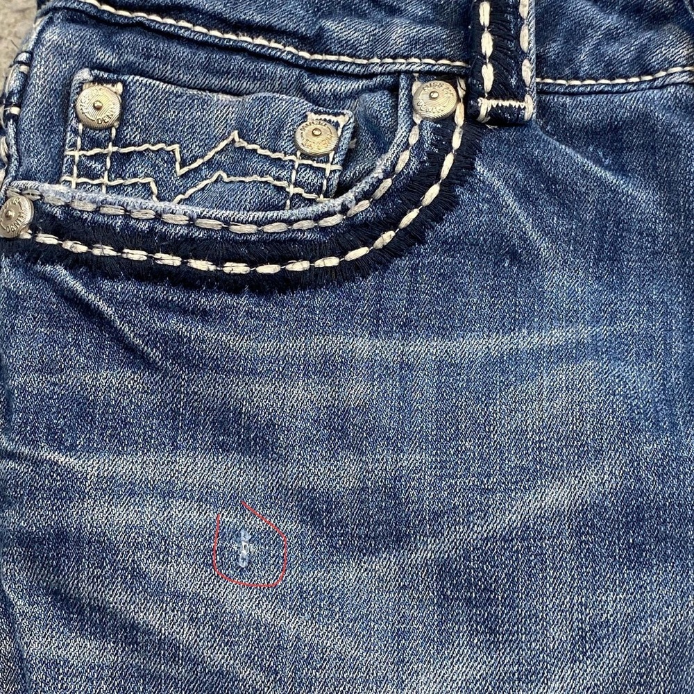 Miss Me Jeans‎ Womens 28 Blue Boyfriend Capri Distressed Contrast Stitching - Picture 9 of 12